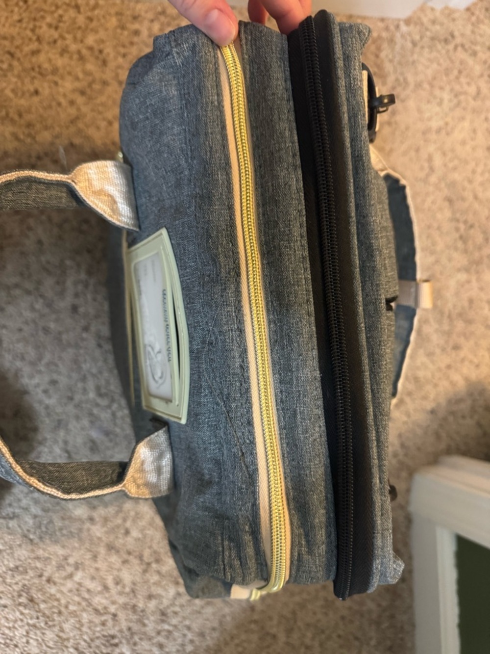 Gray Denim-Style Diaper Backpack - Picture 10 of 12